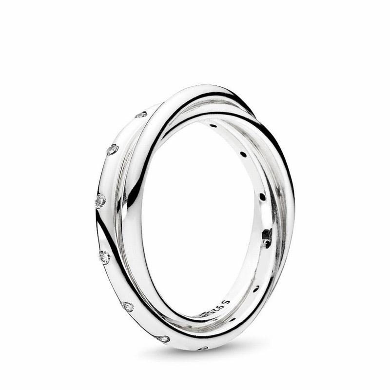 Pandora Swirling Symmetry Statement Ring Ireland - Sterling Silver/Cubic Zirconia - 752803XQN